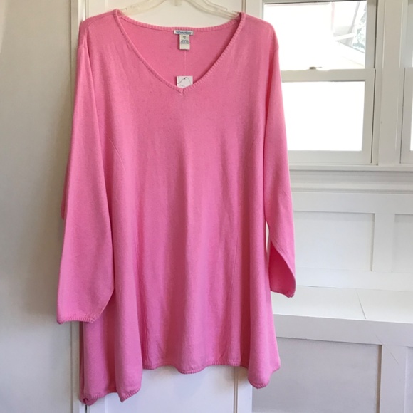 SILHOUETTES Cotton Sweater Swing Style Long Sleeve Pink Women’s Plus Size 3X - Picture 12 of 12